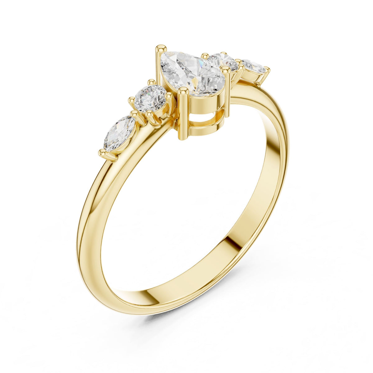 Pear Accented Lab Grown Diamond Engagement Ring