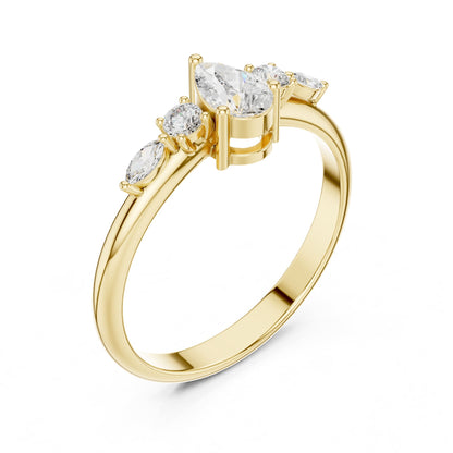 Pear Accented Lab Grown Diamond Engagement Ring