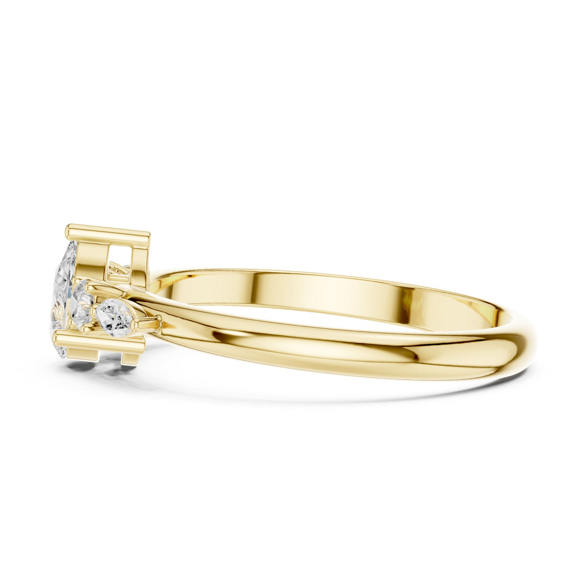 Pear Accented Lab Grown Diamond Engagement Ring