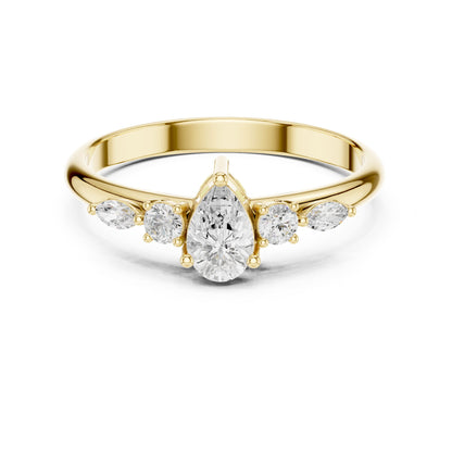 Pear Accented Lab Grown Diamond Engagement Ring