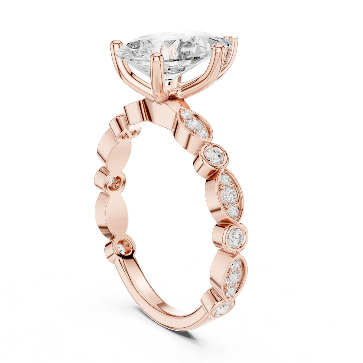 Pear Accented Lab Grown Diamond Engagement Ring