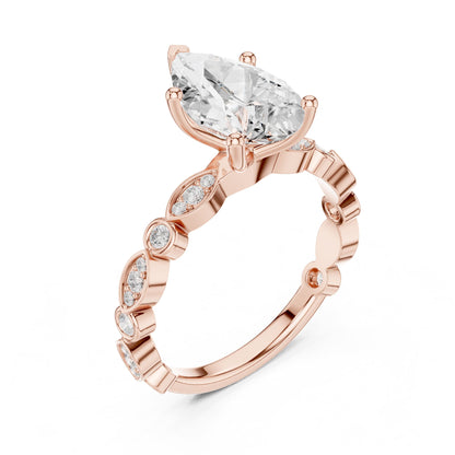 Pear Accented Lab Grown Diamond Engagement Ring