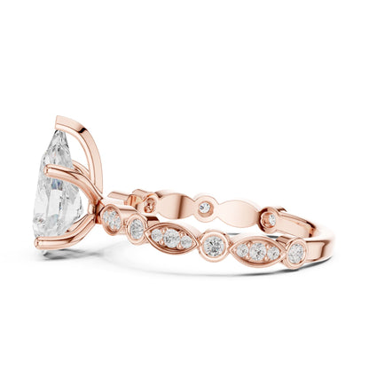 Pear Accented Lab Grown Diamond Engagement Ring