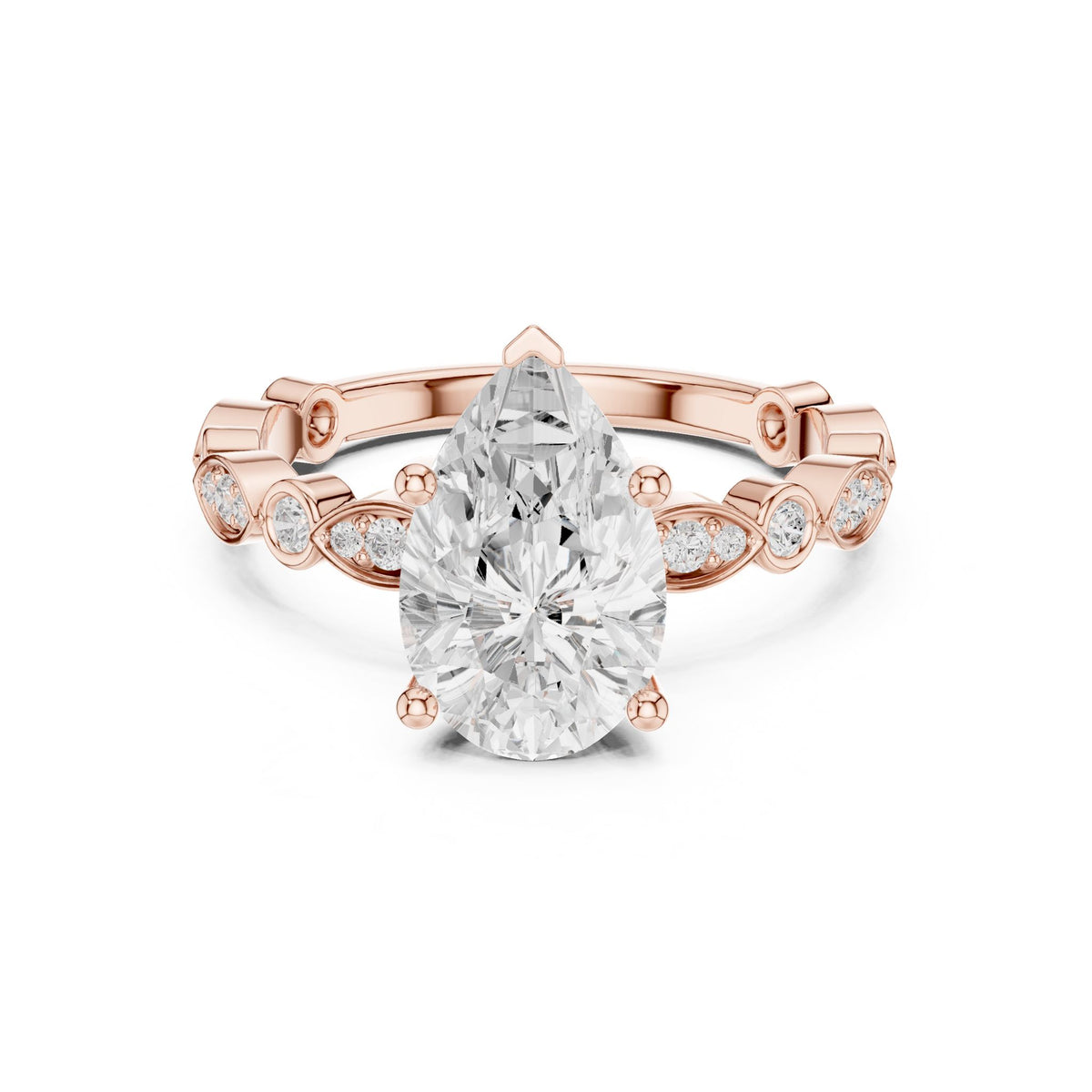 Pear Accented Lab Grown Diamond Engagement Ring