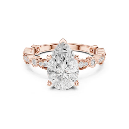 Pear Accented Lab Grown Diamond Engagement Ring