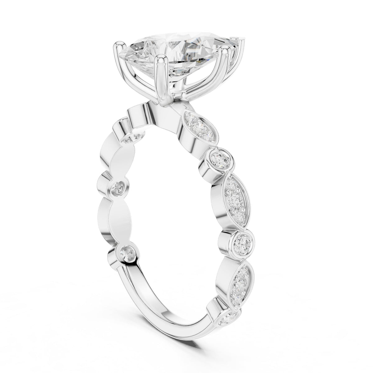 Pear Accented Lab Grown Diamond Engagement Ring