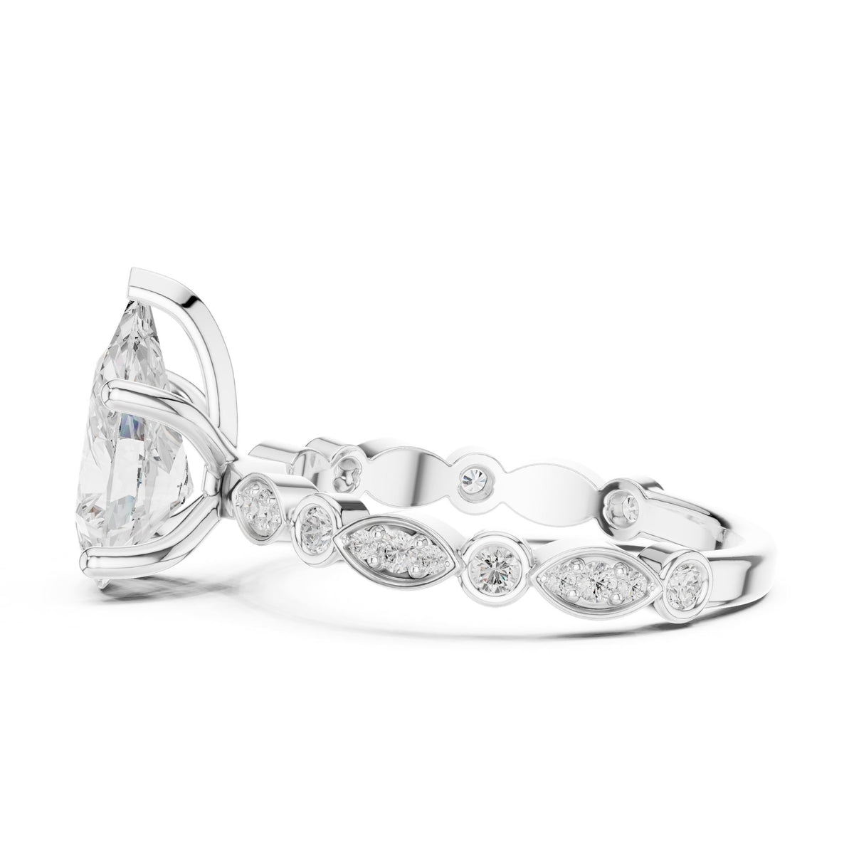 Pear Accented Lab Grown Diamond Engagement Ring