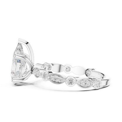 Pear Accented Lab Grown Diamond Engagement Ring
