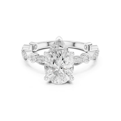 Pear Accented Lab Grown Diamond Engagement Ring