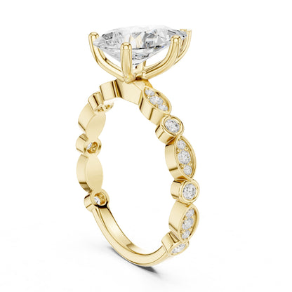 Pear Accented Lab Grown Diamond Engagement Ring