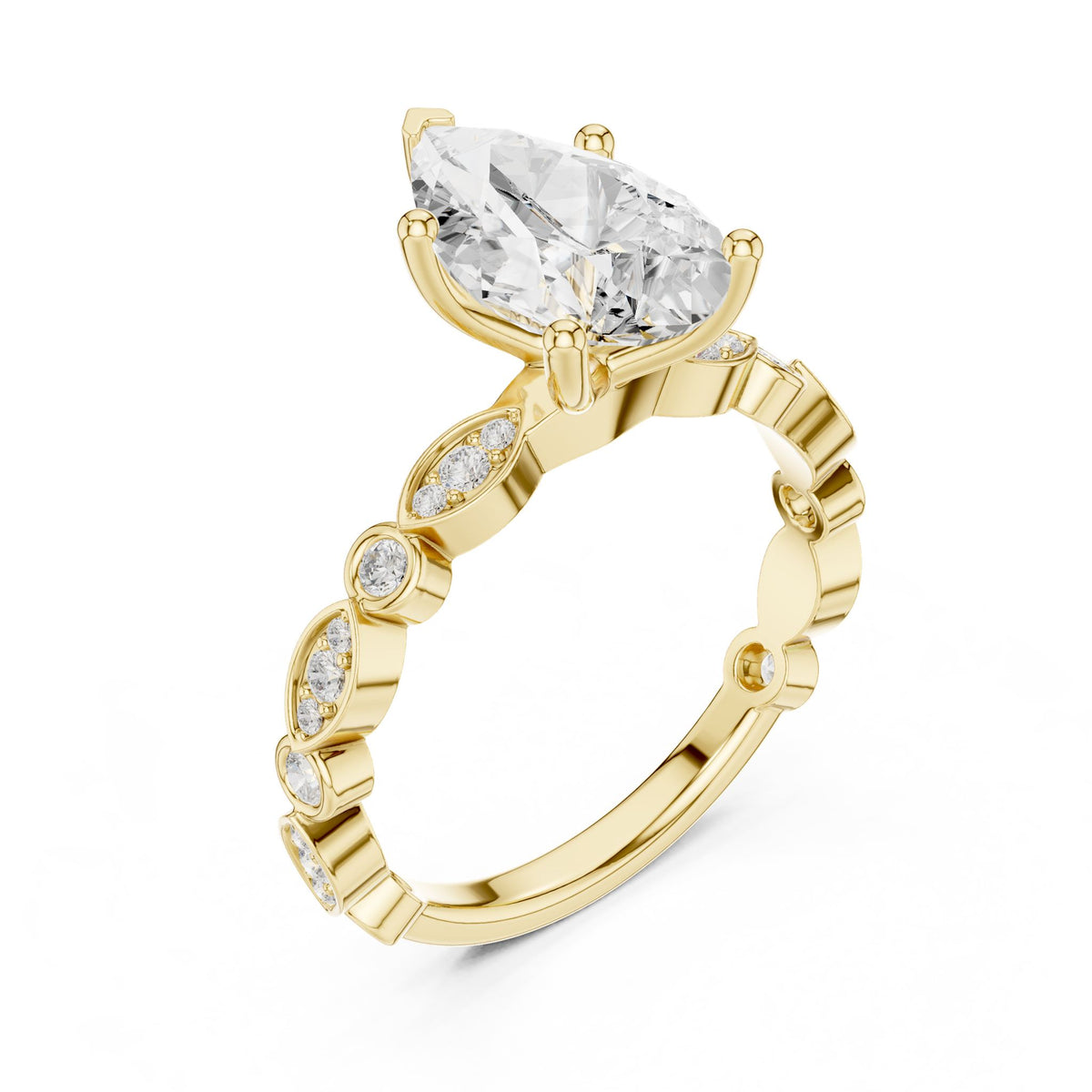 Pear Accented Lab Grown Diamond Engagement Ring
