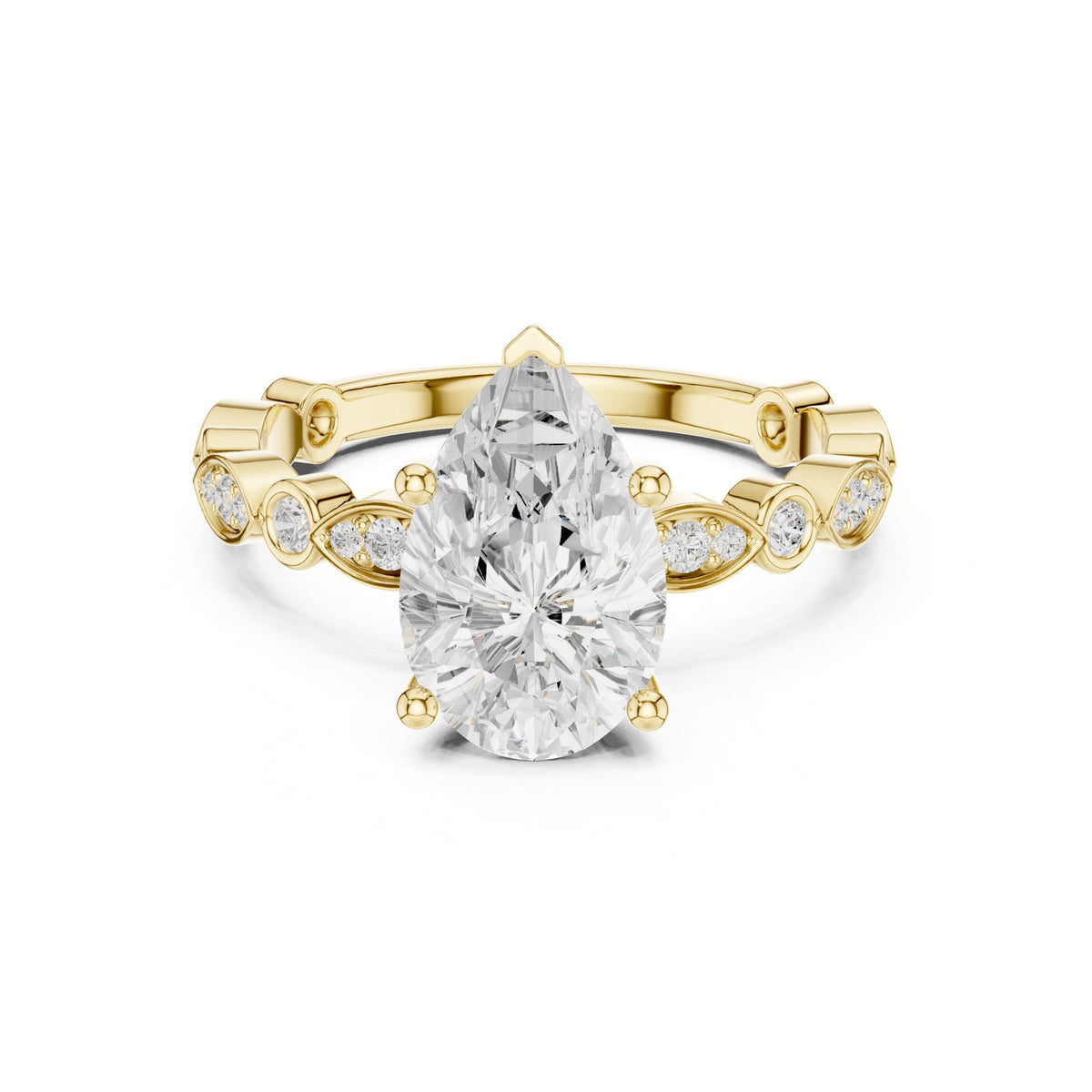 Pear Accented Lab Grown Diamond Engagement Ring