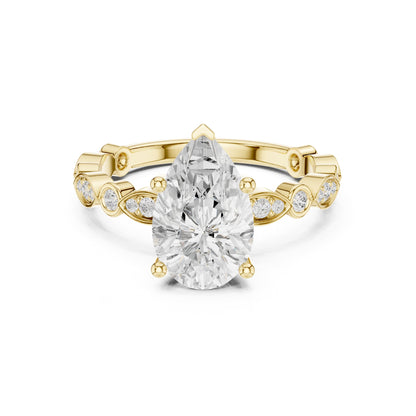 Pear Accented Lab Grown Diamond Engagement Ring