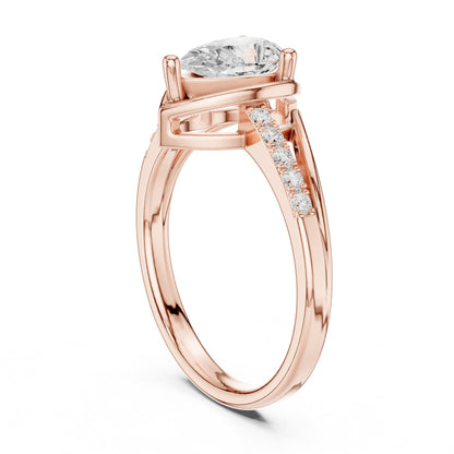 Pear Accented Lab Grown Diamond Engagement Ring