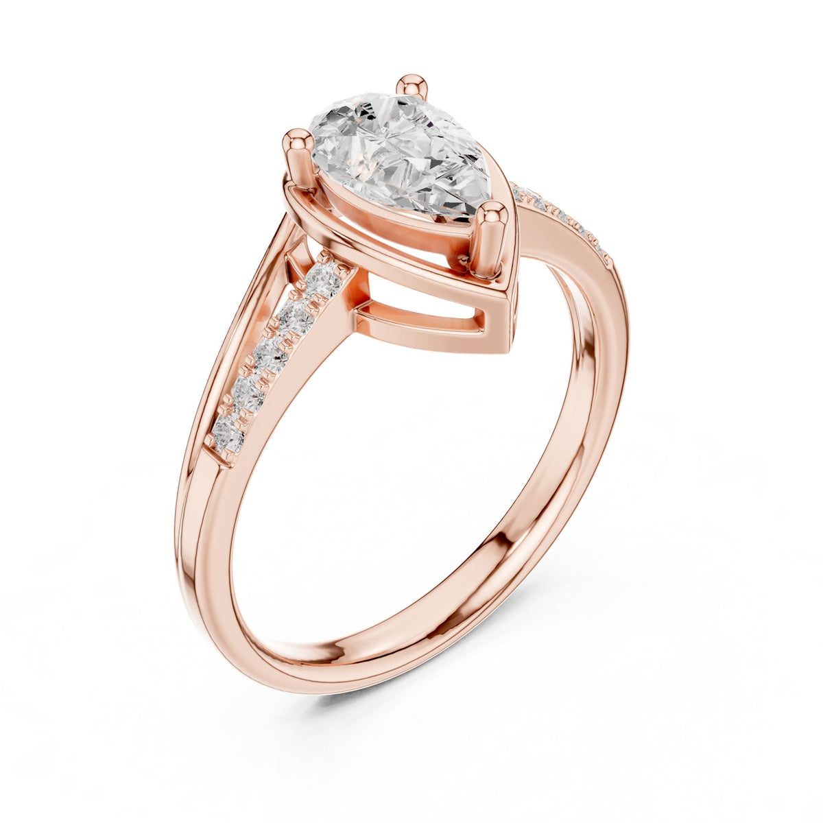 Pear Accented Lab Grown Diamond Engagement Ring