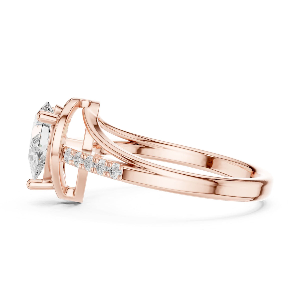 Pear Accented Lab Grown Diamond Engagement Ring