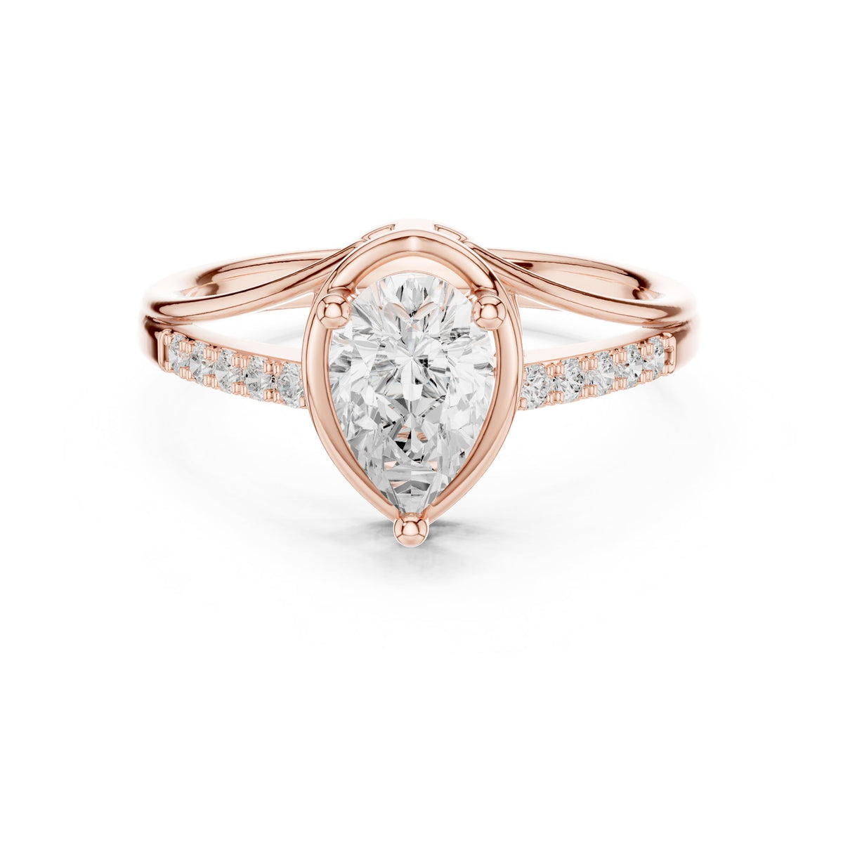 Pear Accented Lab Grown Diamond Engagement Ring