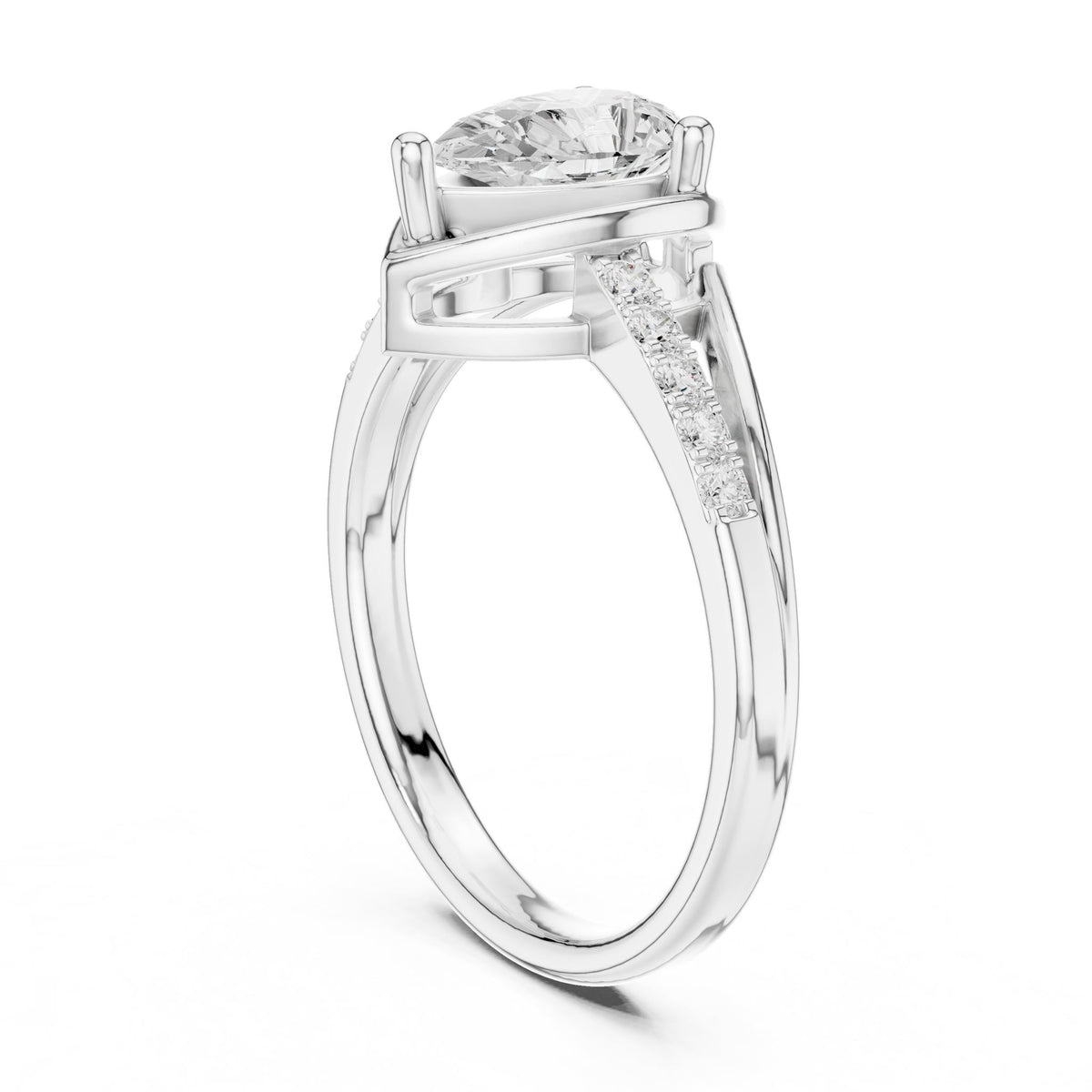 Pear Accented Lab Grown Diamond Engagement Ring