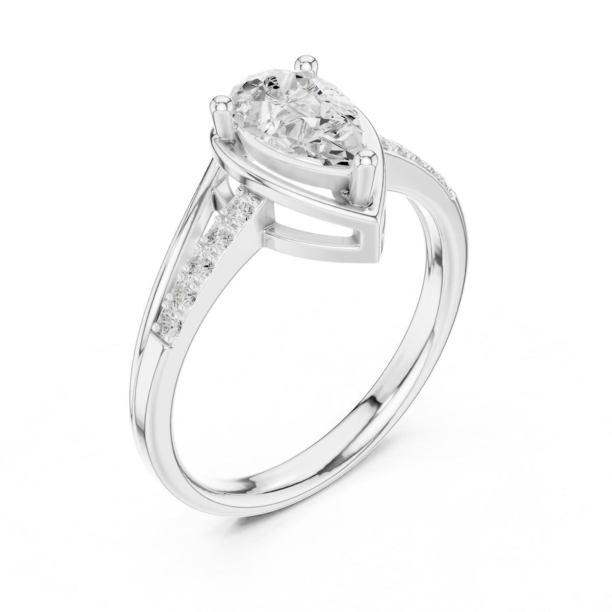 Pear Accented Lab Grown Diamond Engagement Ring