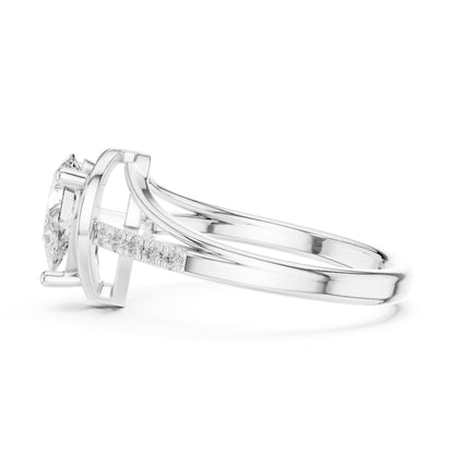 Pear Accented Lab Grown Diamond Engagement Ring