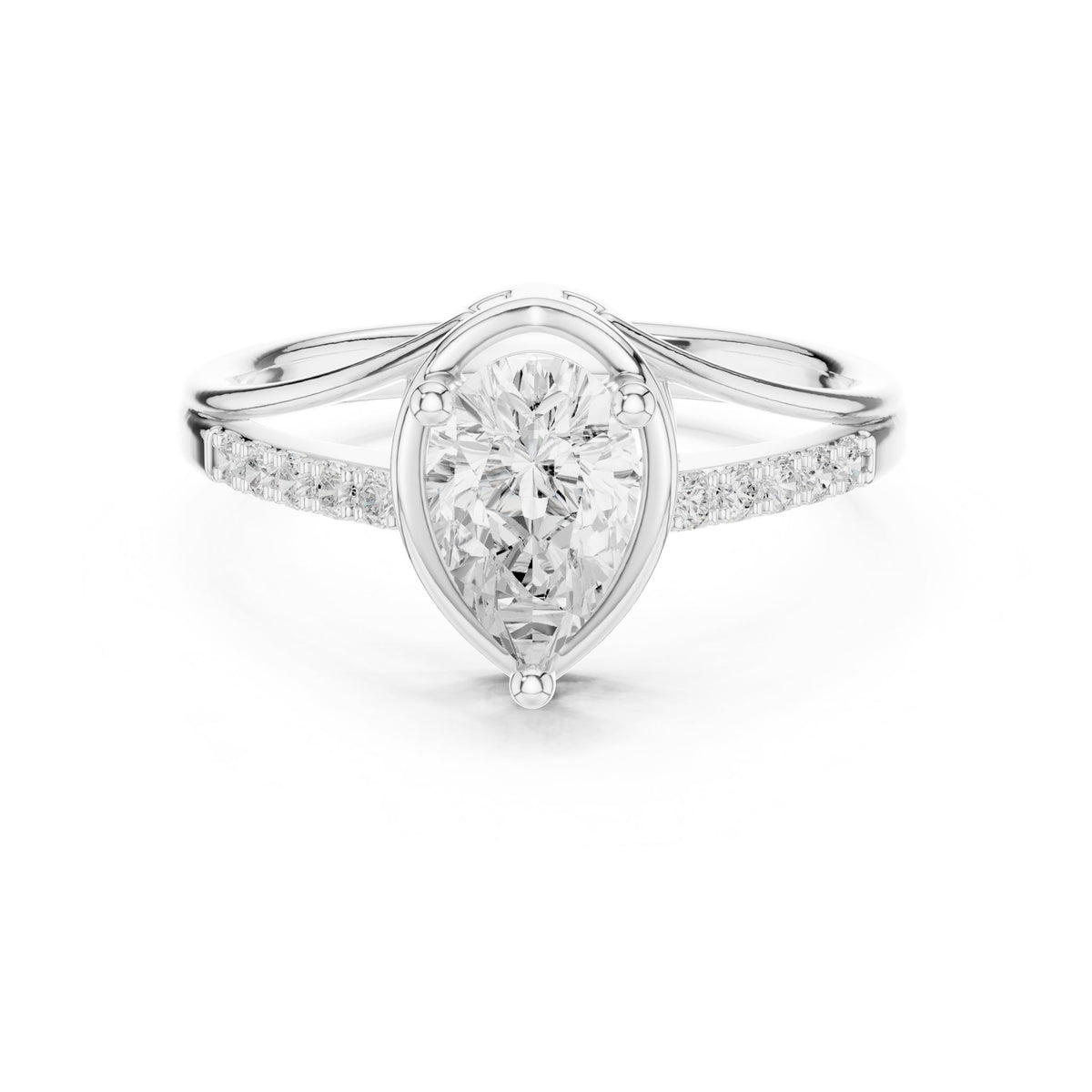 Pear Accented Lab Grown Diamond Engagement Ring