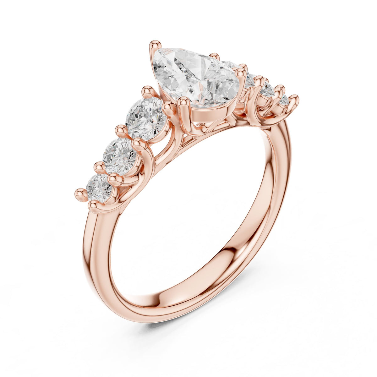 Pear Accented Lab Grown Diamond Engagement Ring