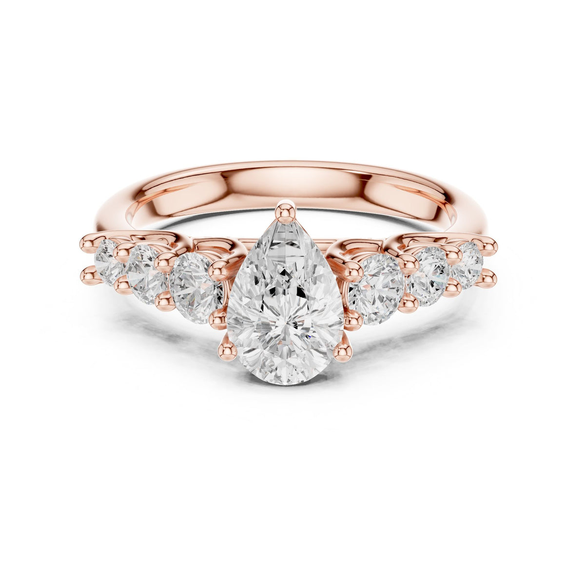Pear Accented Lab Grown Diamond Engagement Ring