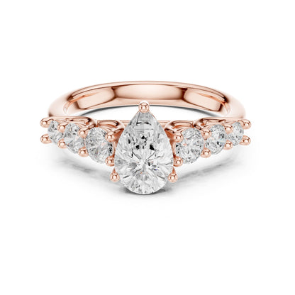 Pear Accented Lab Grown Diamond Engagement Ring