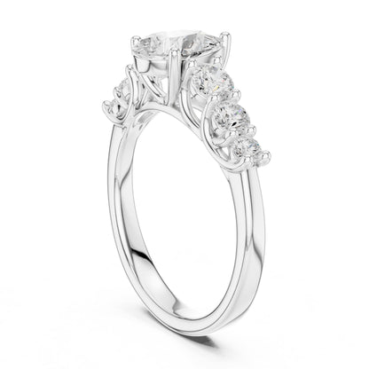 Pear Accented Lab Grown Diamond Engagement Ring