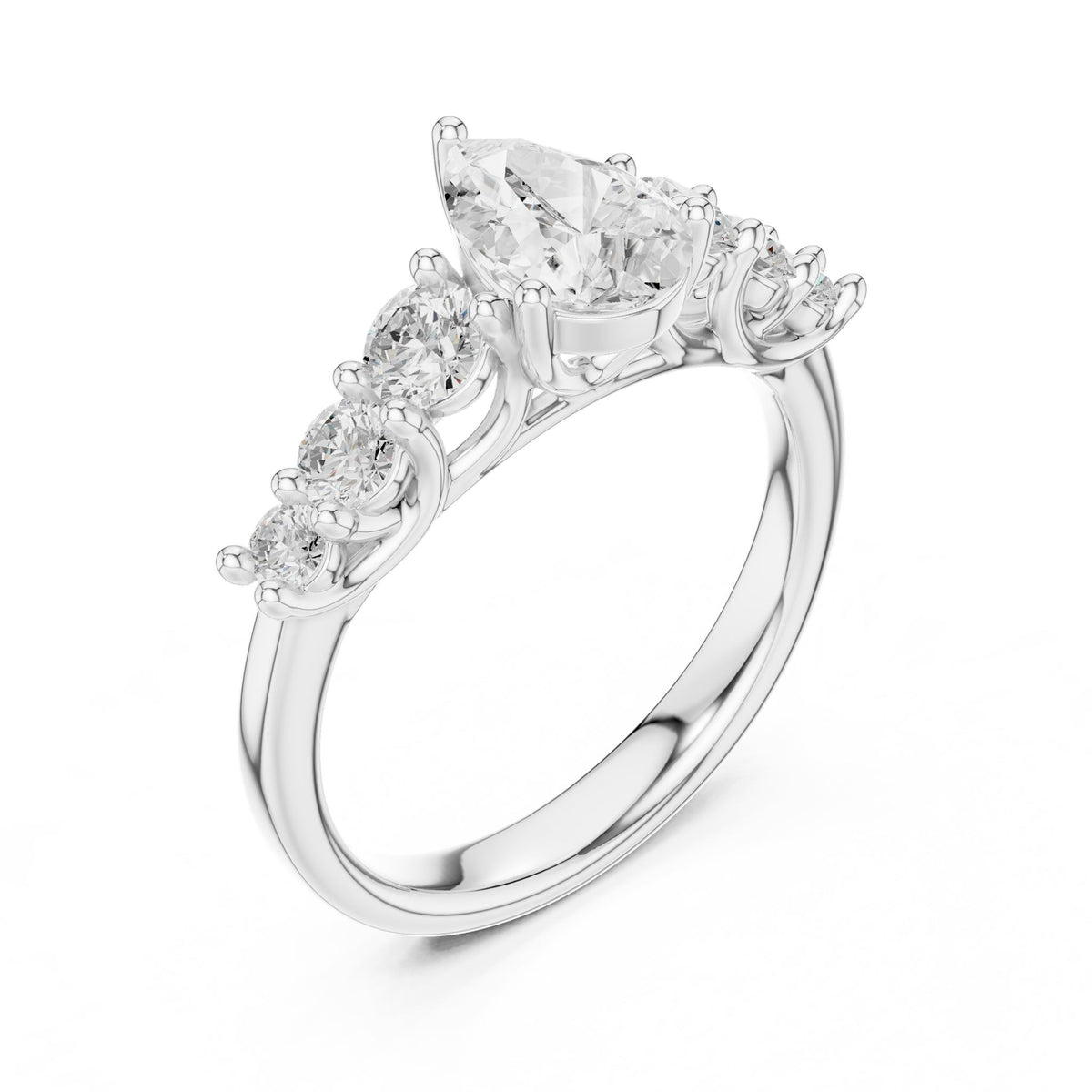 Pear Accented Lab Grown Diamond Engagement Ring