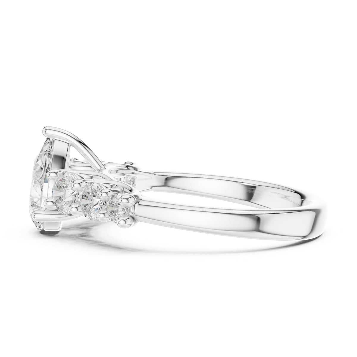Pear Accented Lab Grown Diamond Engagement Ring