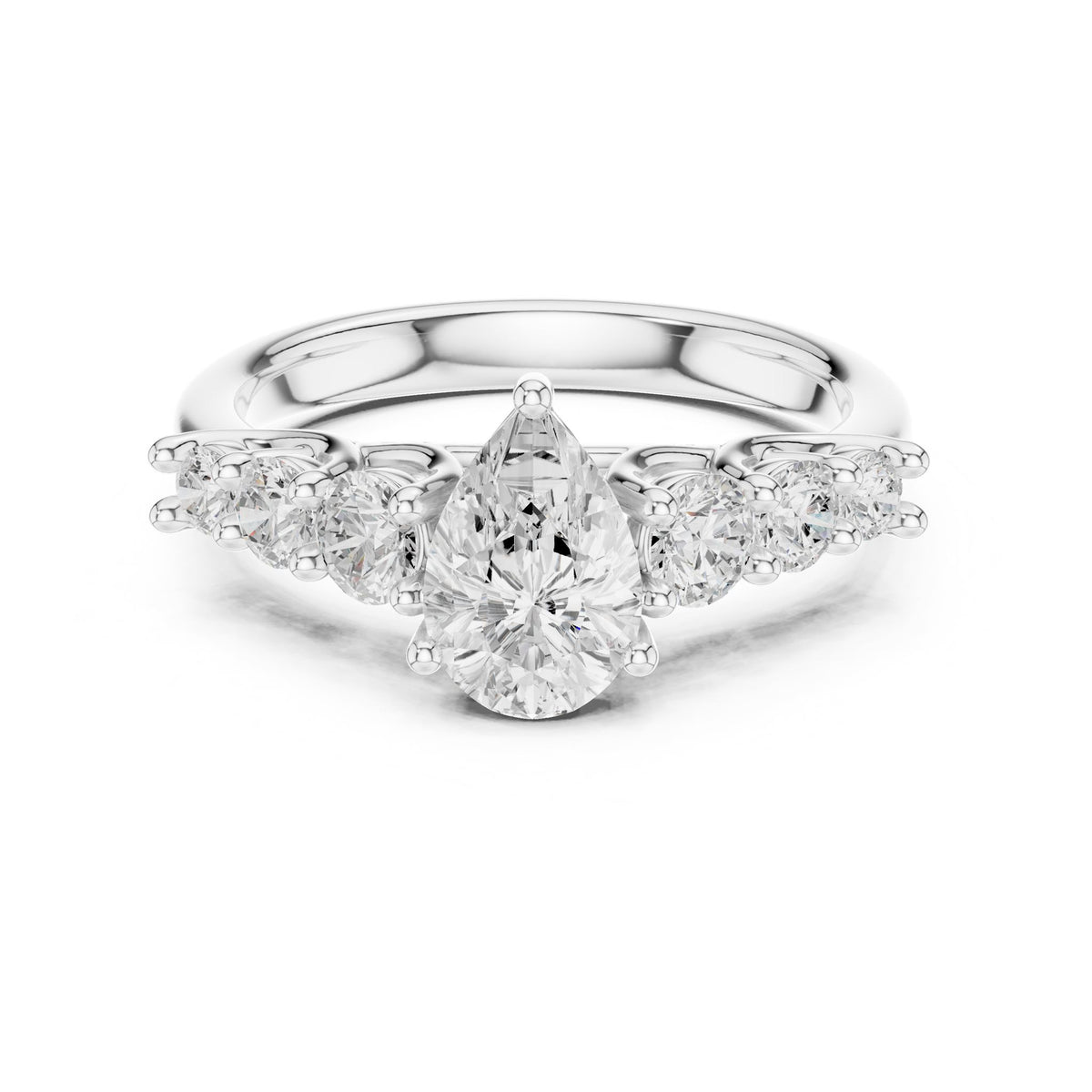 Pear Accented Lab Grown Diamond Engagement Ring
