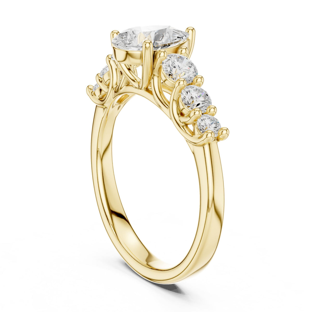 Pear Accented Lab Grown Diamond Engagement Ring
