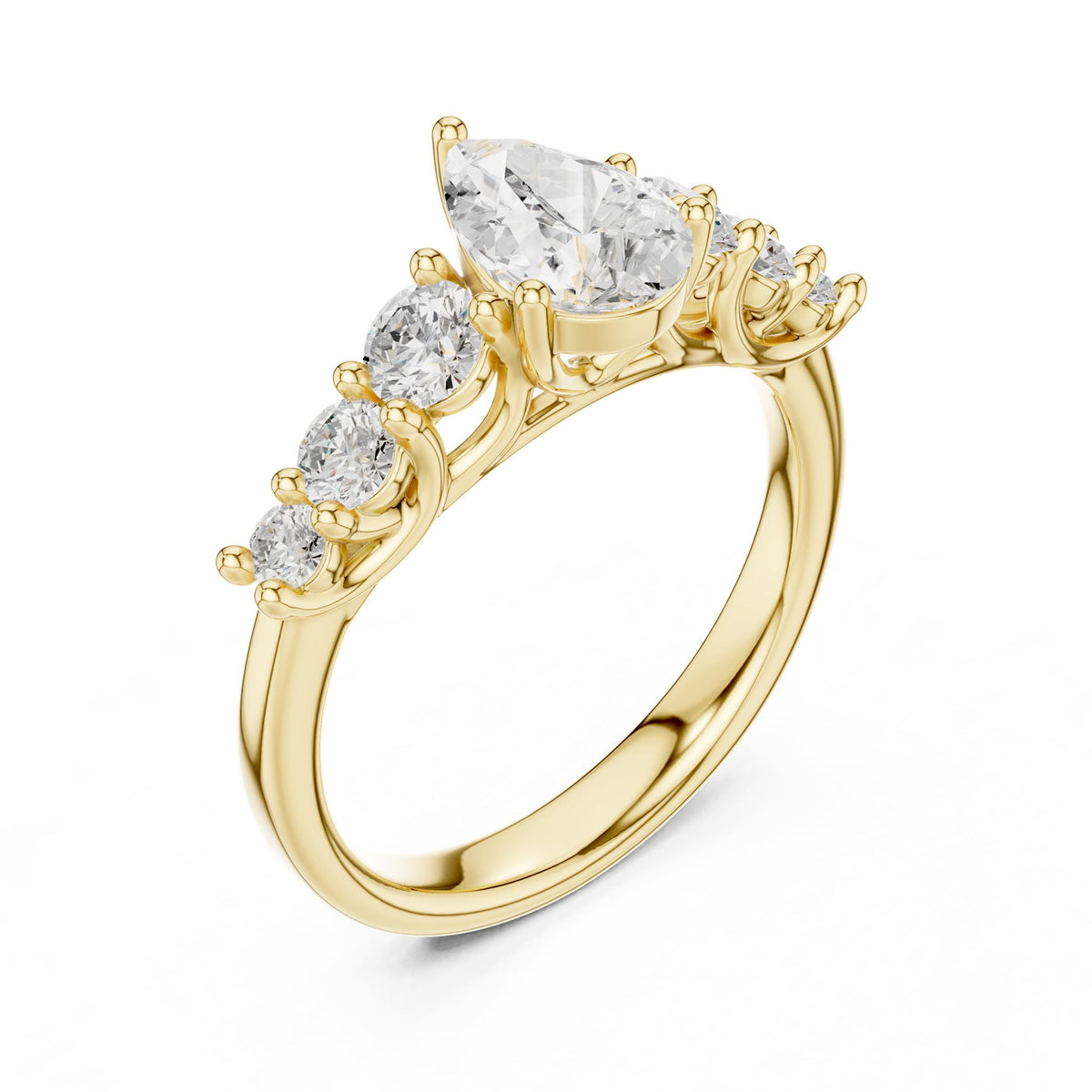 Pear Accented Lab Grown Diamond Engagement Ring