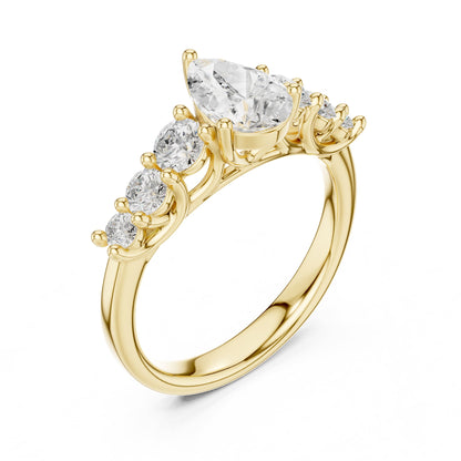 Pear Accented Lab Grown Diamond Engagement Ring