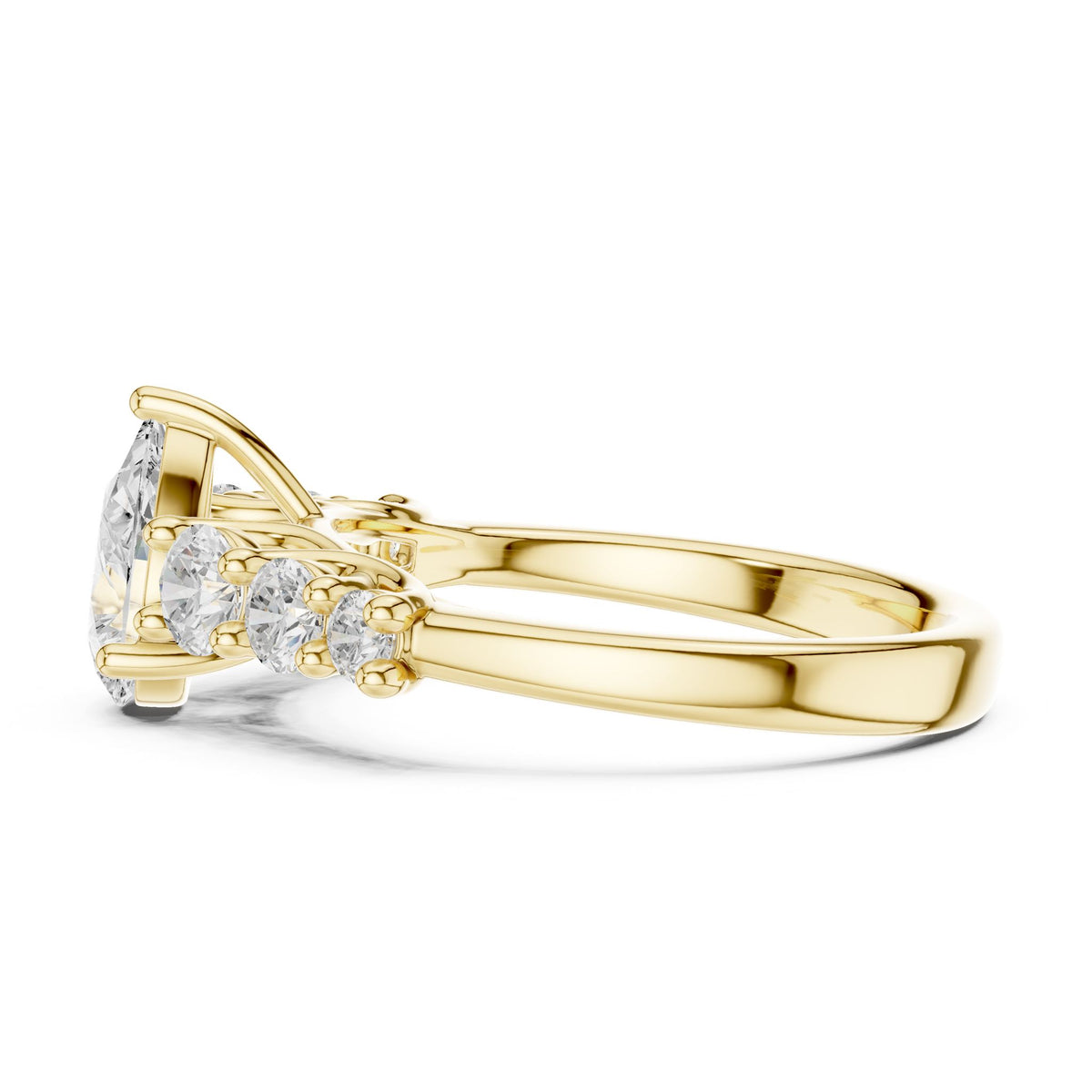 Pear Accented Lab Grown Diamond Engagement Ring