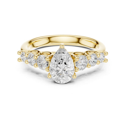 Pear Accented Lab Grown Diamond Engagement Ring