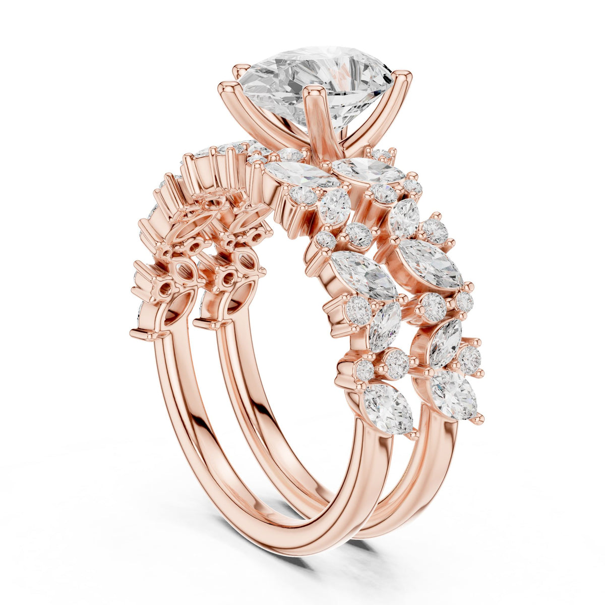 Pear Accented Lab Grown Diamond Engagement Ring