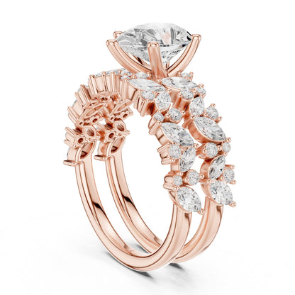 Pear Accented Lab Grown Diamond Engagement Ring
