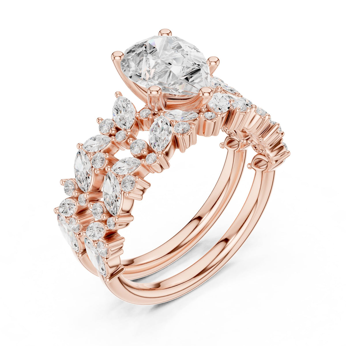 Pear Accented Lab Grown Diamond Engagement Ring