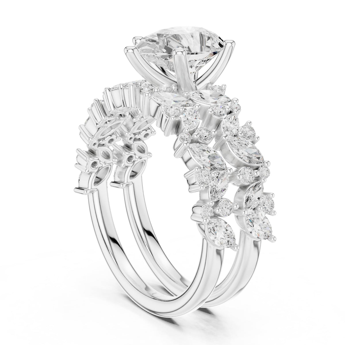 Pear Accented Lab Grown Diamond Engagement Ring
