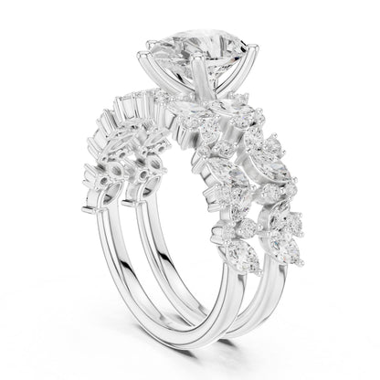 Pear Accented Lab Grown Diamond Engagement Ring