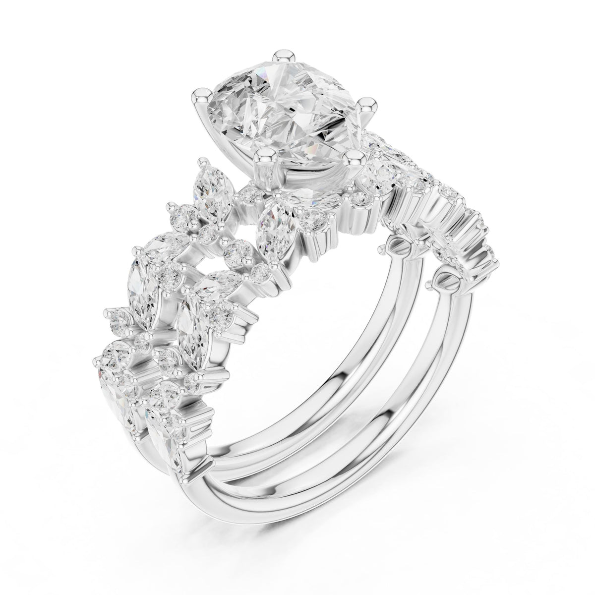 Pear Accented Lab Grown Diamond Engagement Ring