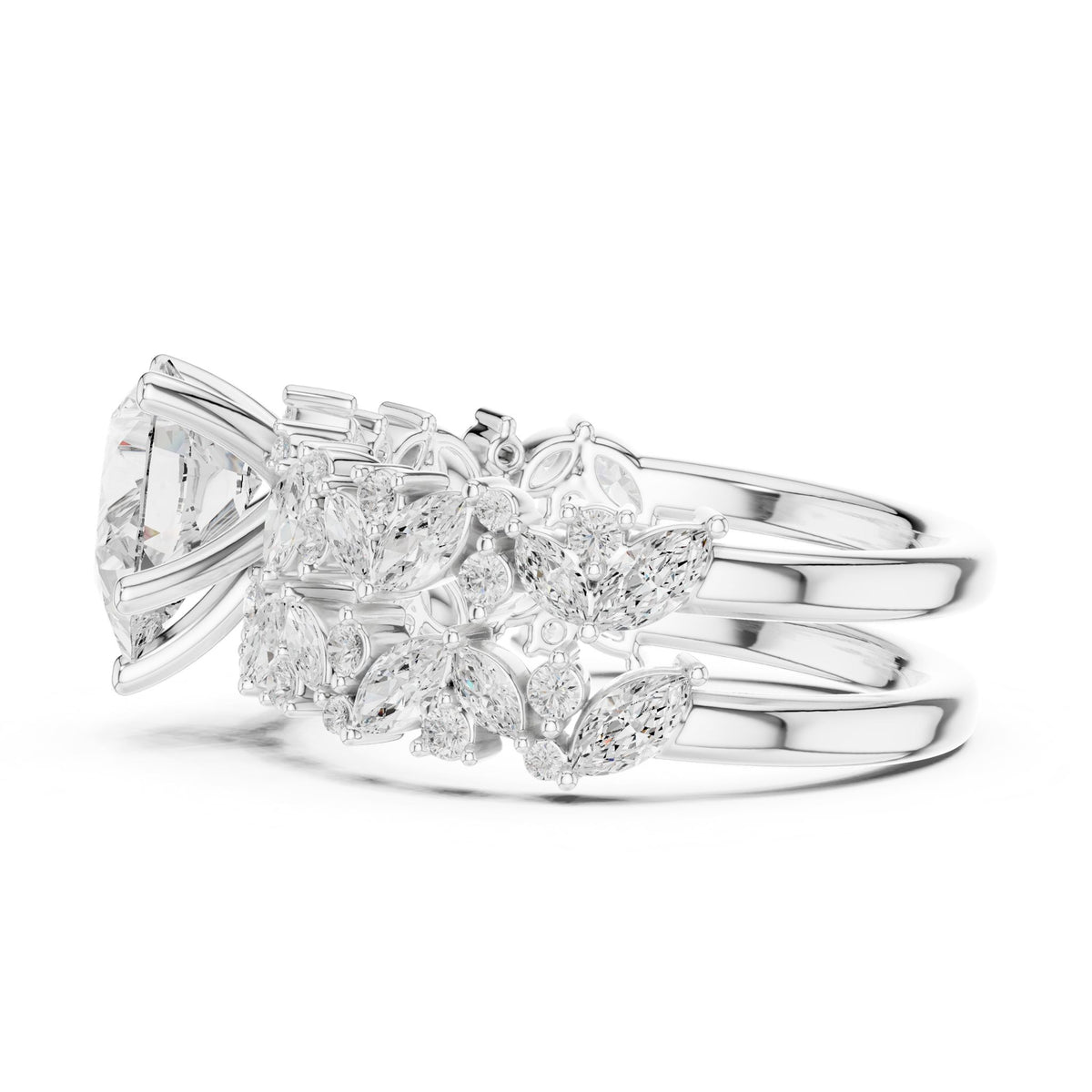 Pear Accented Lab Grown Diamond Engagement Ring