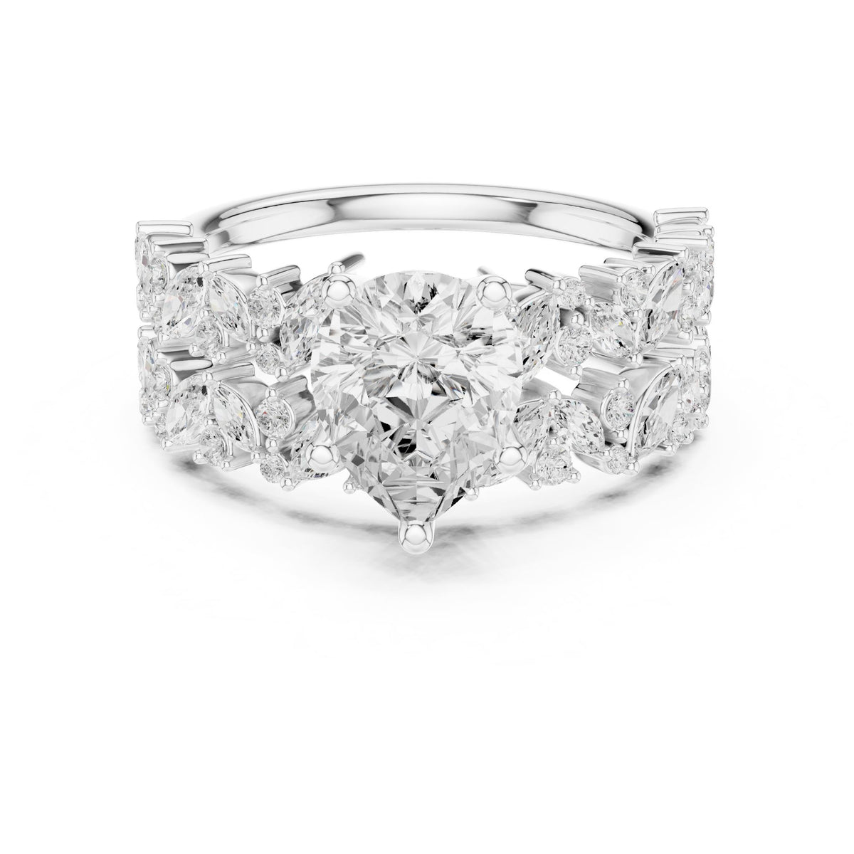 Pear Accented Lab Grown Diamond Engagement Ring