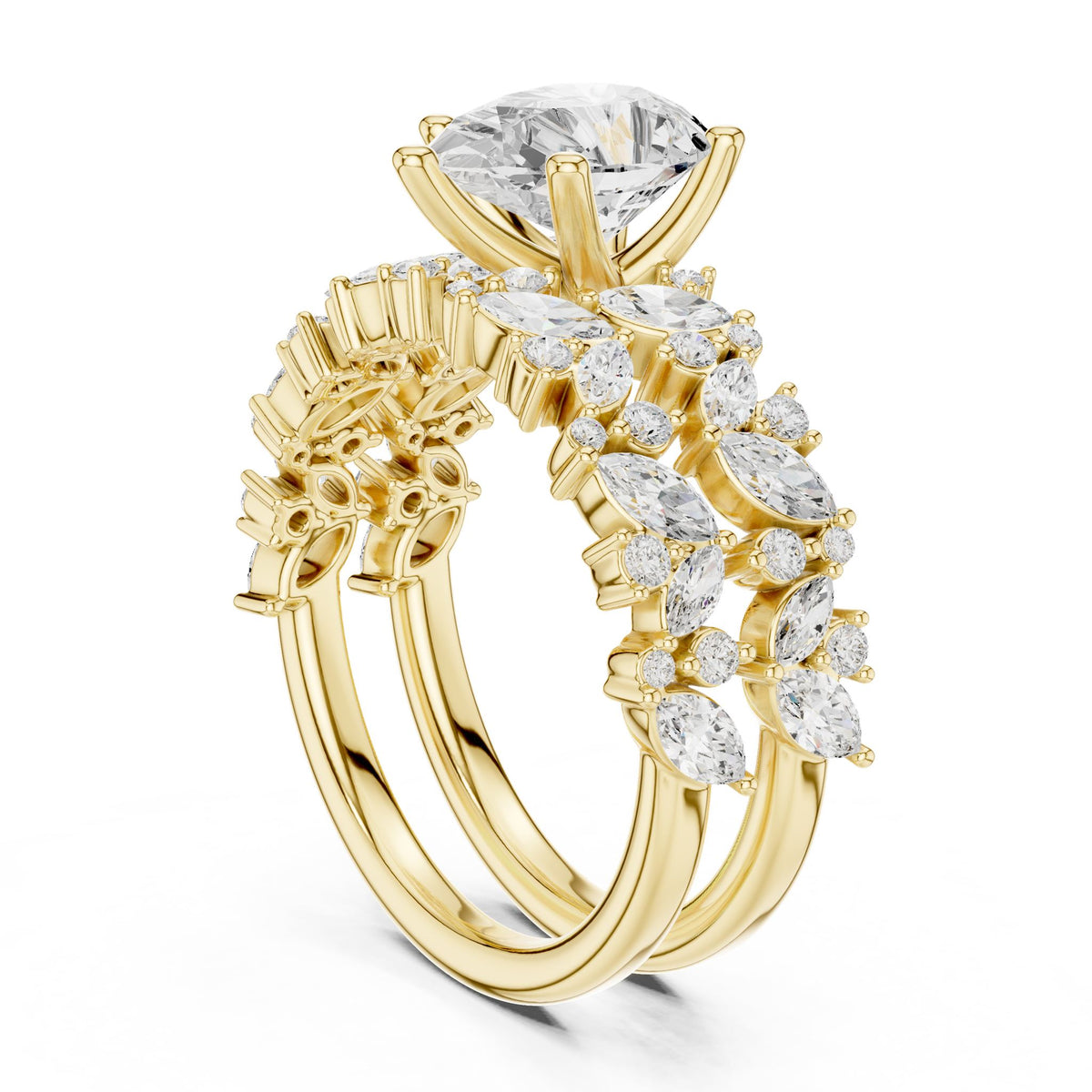 Pear Accented Lab Grown Diamond Engagement Ring