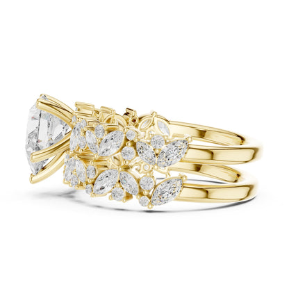 Pear Accented Lab Grown Diamond Engagement Ring