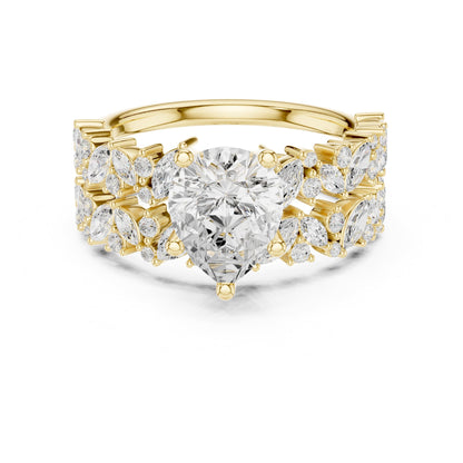 Pear Accented Lab Grown Diamond Engagement Ring