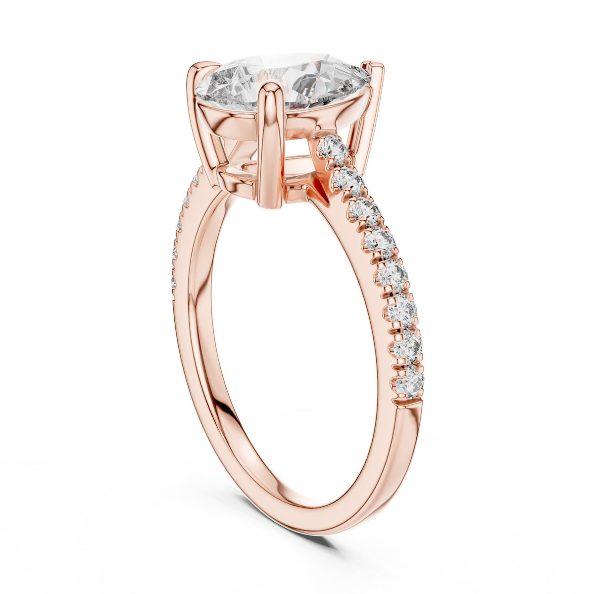 Pear Accented Lab Grown Diamond Engagement Ring