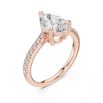 Pear Accented Lab Grown Diamond Engagement Ring